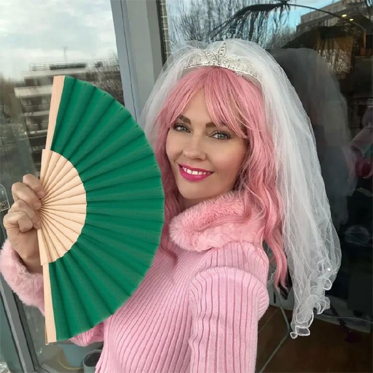 Elegant Foldable Fan With Single Color Silk Cover Practical Craftsmanship Perfect For Important Gatherings