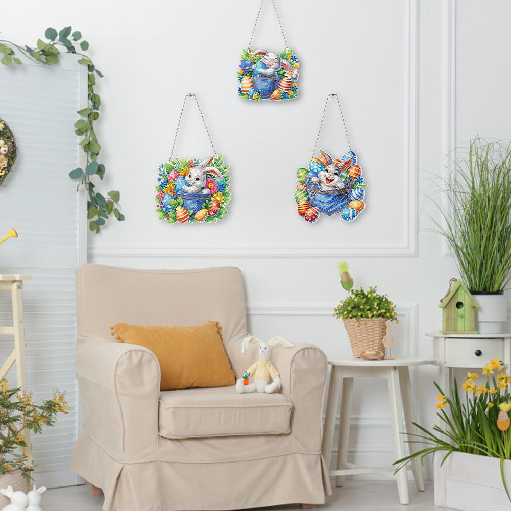 Special Shape 3Pcs 2D/Flat DIY Hanging Diamond Art Kits Diamond Painting Set Diamond Art Pendant Home Wall Decoration Crafts