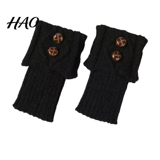 Buttoned Leg Cuffs Women Warmers Knitted Gaiters with Buttons Warm Boot Cuff Sock Jacquard Girl Short for Autumn Winter Daily Outings Street
