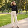 Damen Satin Stehkragen Langarm Bluse Farbe