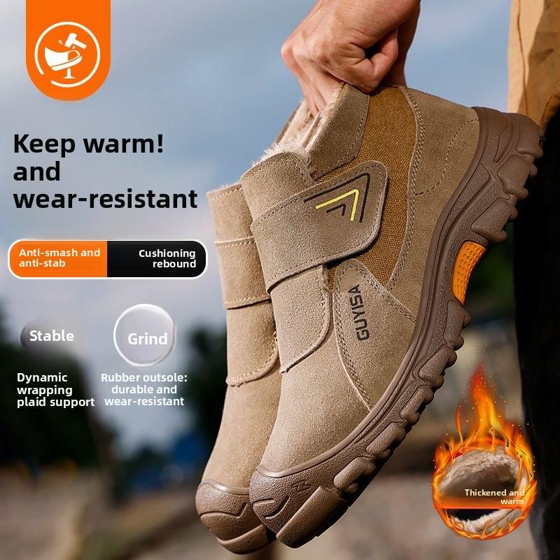 High Quality Safety Shoes Fleece-lined Thickened Warm Steel Toe Security Boots Winter Work Boots Construction Work Shoes36-48