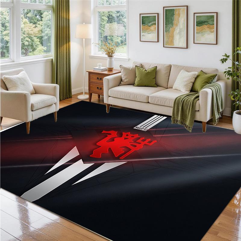 Manchester United FC Design Crystal Velvet Rug Soft Decorative Mat for Bedroom Entrance