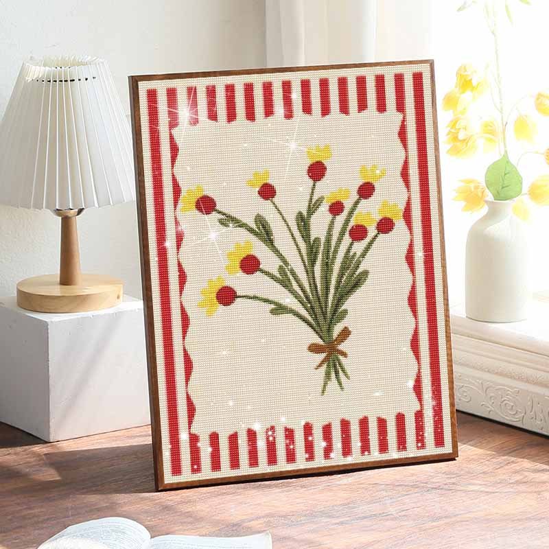5D Diamond Painting Kit for Adults Relaxing DIY Craft Flowers Bouquet Pattern Art Rhinestones Embroidery Full Drill 30x40cm Home Wall Decor Gift