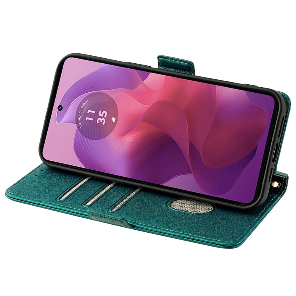 For Motorola Moto E14 4G/G04 4G/G04s 4G/G24 4G Case RFID Blocking Wallet Phone Leather Cover with Shoulder Strap