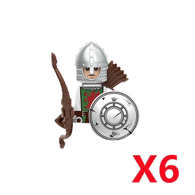 Medieval Soldier Knight Figure MOC Building Block Green Dragon Castle Infantry Orcs Pirate Roman Cavalry Weapons Toys Gifts D122
