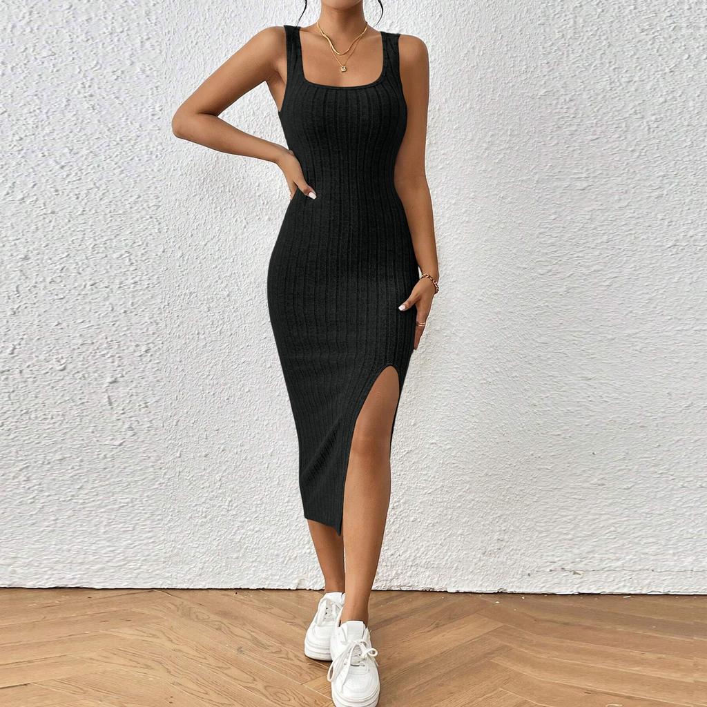 Women's Fashion Color Sleeveless Dress