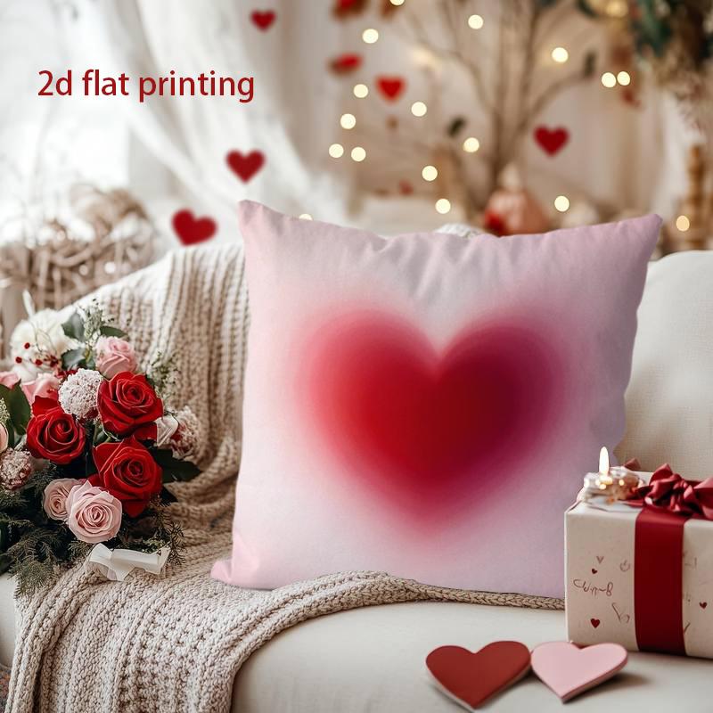 Heart-Shaped Gradient Design Pillow for Cozy Decor Pattern Cushion Cover Suitable for Sofa Bedroom Car Pillow Cover