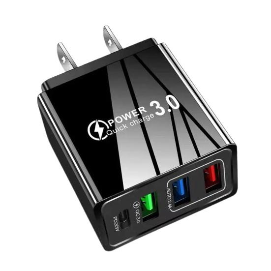 Multi Port PD Charger with 3 USB Ports Type C Compact Travel Charger Fast Charging Adapter