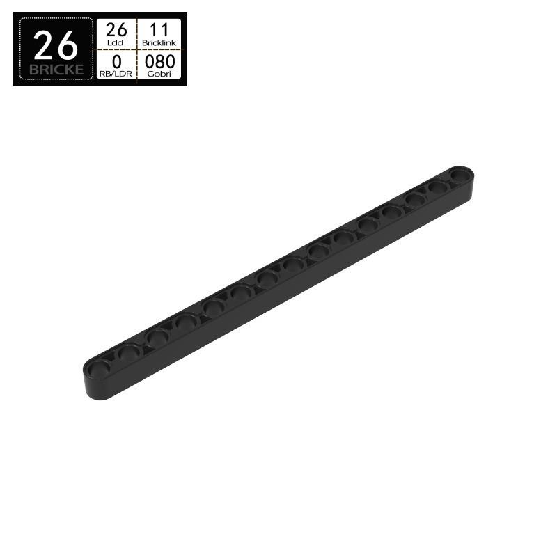 BRICKE 1x15 Hole Arm Thick (Compatible with Lego 32278, 50688, 64871 Technic Bricks) Piece