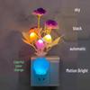 LED Energy-Saving Mushroom Lamp with Colorful Artificial Flowers and Night Light Vase