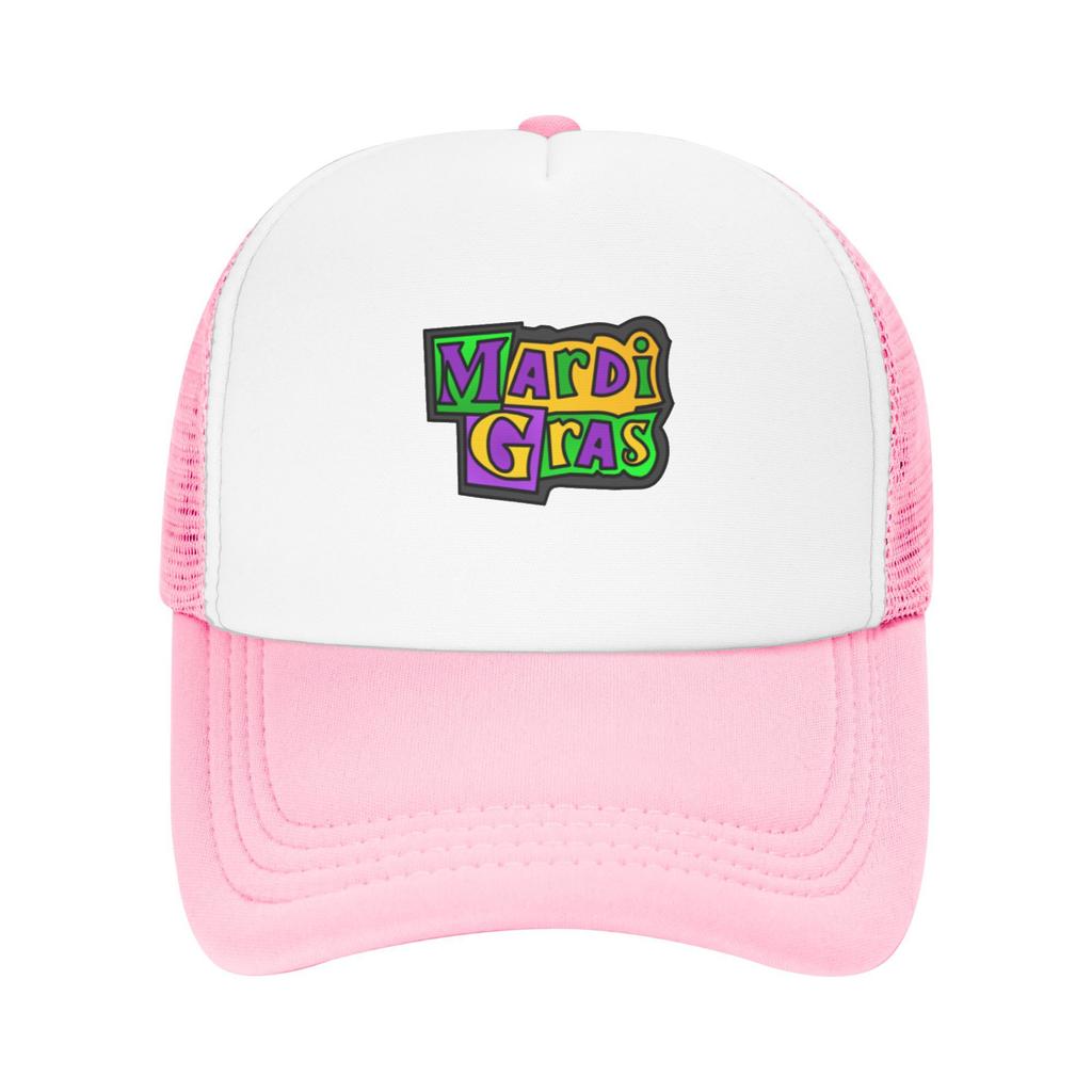 Mardi Gras Logo Trucker Hat Lightweight Polyester Mesh Baseball Cap for Carnival and Festival Parties Adult