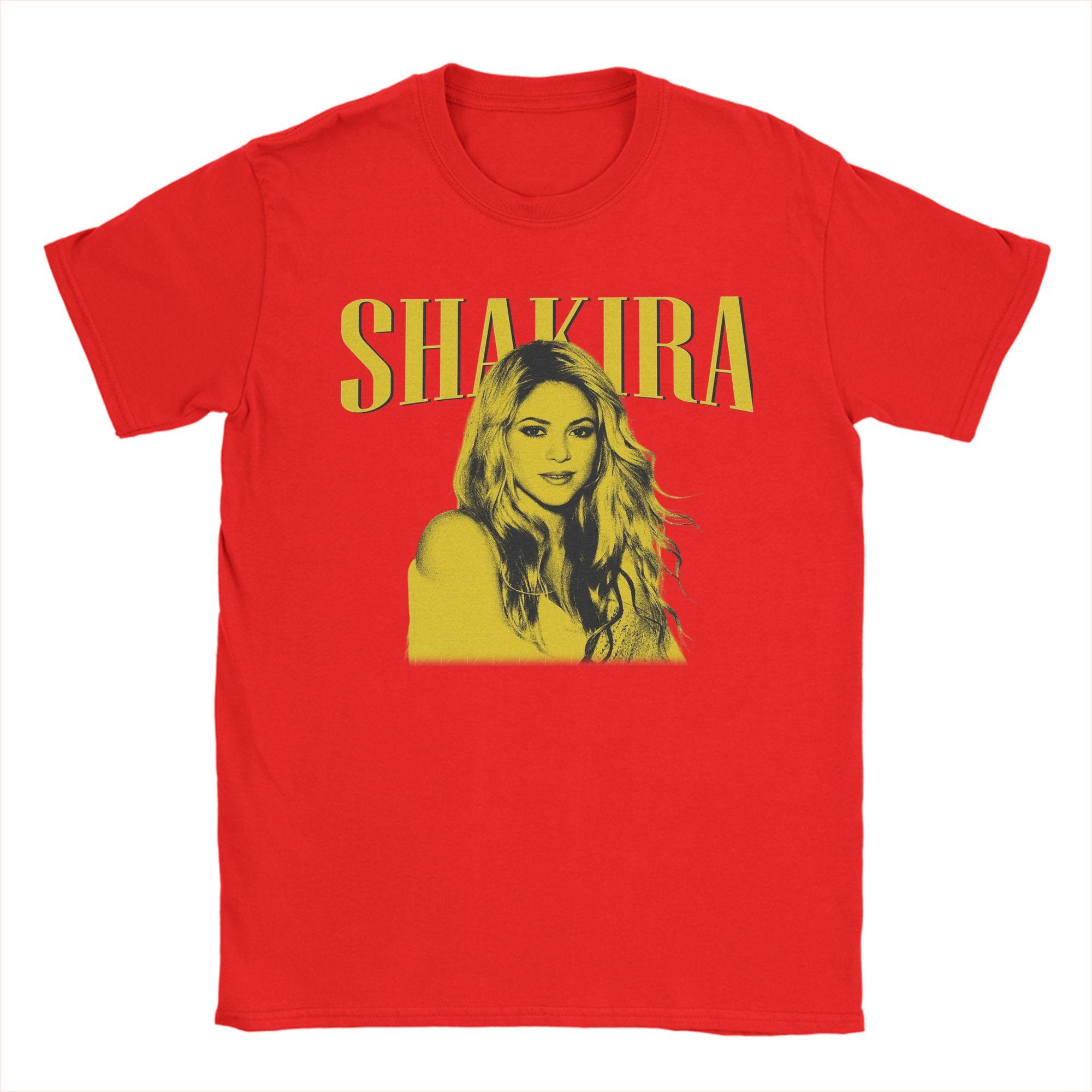 

Vintage Pop Singer Shakira TShirts for Unisex Round Neck Pure Cotton T Shirt Short Sleeve Tee Shirt Plus Size Tops S