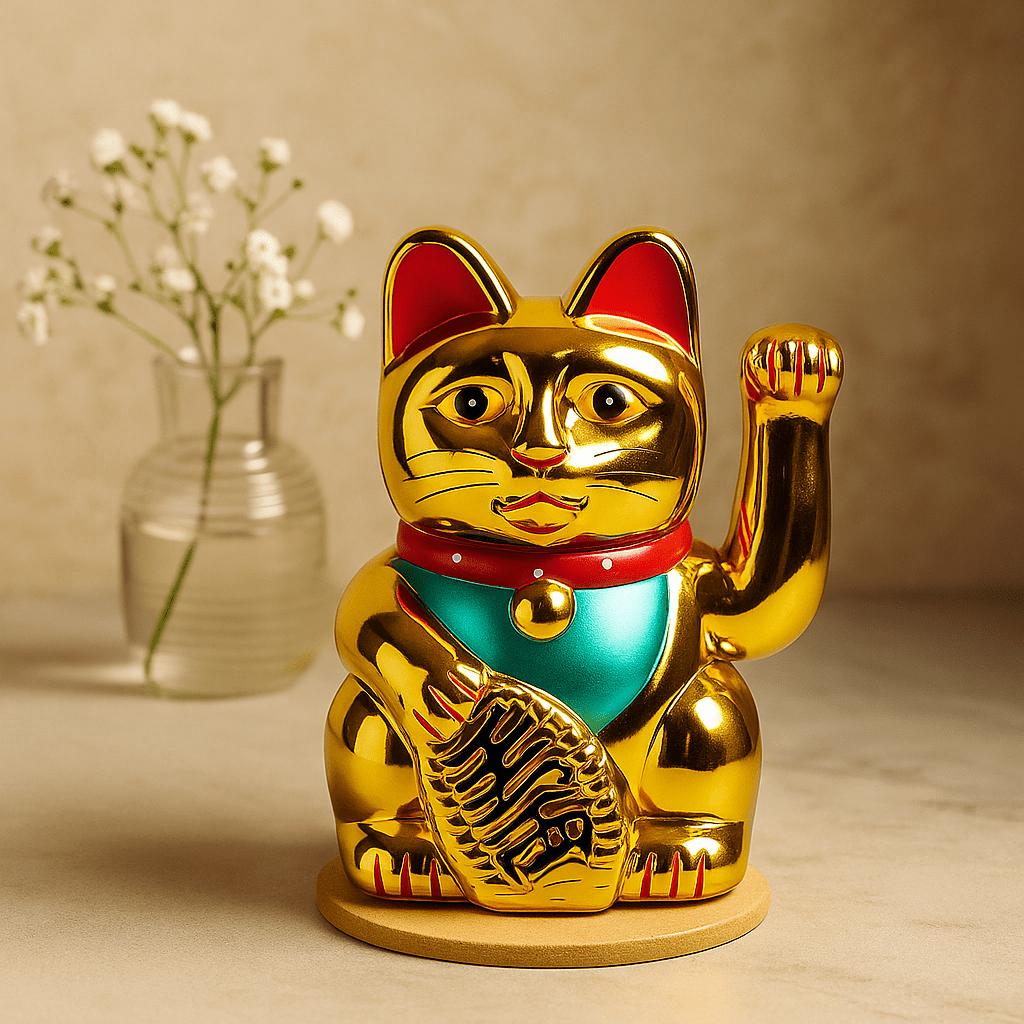Shamtam Gold Maneki Neko Money Cat 15Cm