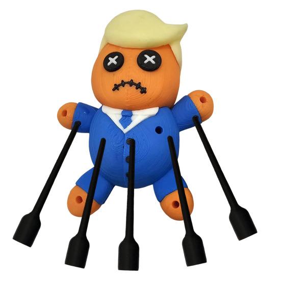Voodoo Doll Gag Gift 3D Printed Voodoo Doll Figurine with Pins Desk Ornament Stress Relief Toy Prank Gift for Men Women