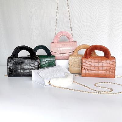 Plush Handbag Small Bag Women's Stone Pattern Small Square Bag