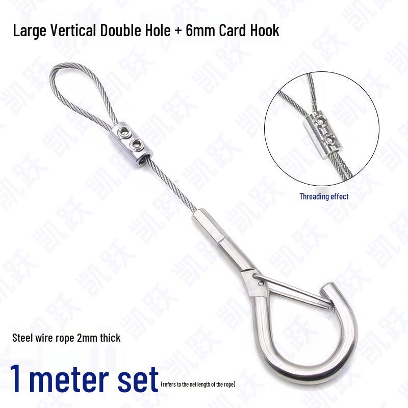 Adjustable Steel Wire Rope Safety Lanyard with Locking Snap Hook for Fall Protection and Sound System Suspension, 1.5-4mm.