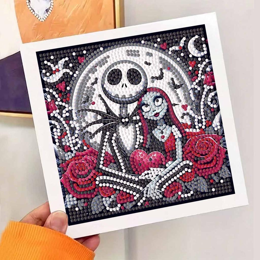 DIY Diamond Painting Kit with Frame,Skeleton Love Full Circle Mosaic 5D DIY Cross Stitch Kit Home Decoration with Frame, Handicraft Hobby Collection