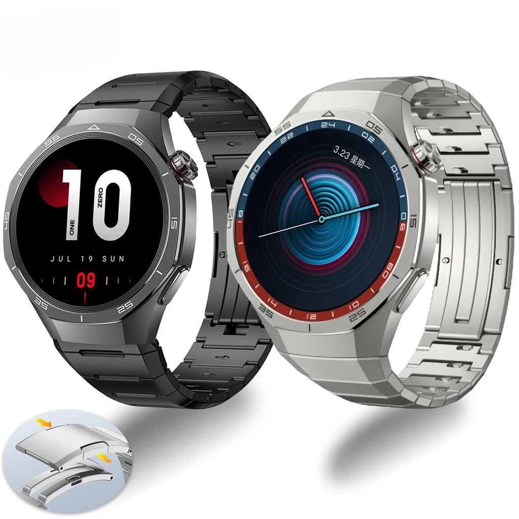 Luxusní titanový řemínek bez mezer pro Huawei Watch GT5 GT4 GT3 GT2 Pro Kovový pásek z nerezové oceli pro Huawei Watch 4 Pro Huami Amazfit Stylový řemínek