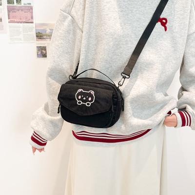 Corduroy Messenger Bag Female College Style Girl Sweet Small Square Baosen Series Retro Versatile Shoulder Messenger Bag