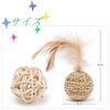 Tibemi Katzenspielzeug, Set mit 6, Doppelkugeln, Naturgras Rattan Sepak Takraw Spielzeug mit Glocke, Stressabbau, Federdesign, Klangball für Hamster -