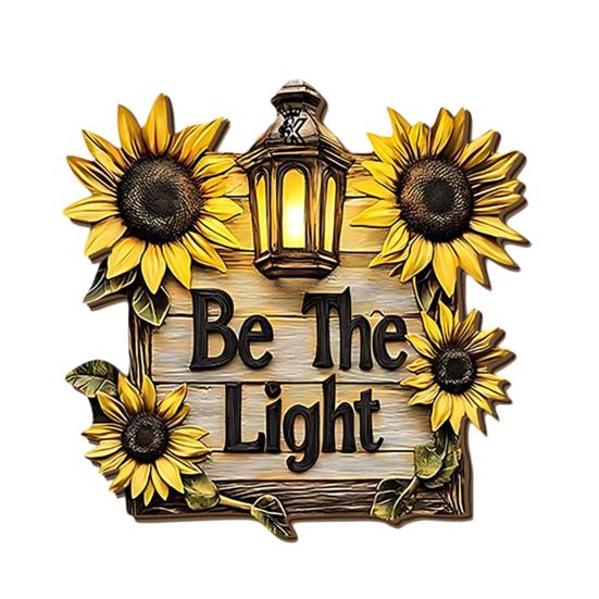 Wooden Welcome Sign Rustic Sunflower & Floral Vintage Lantern Design A
