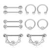 Silver 5 Pair Of Diamond -Mosaic Diureta Universal Set European And American Stainless Steel Puncture Jewelry