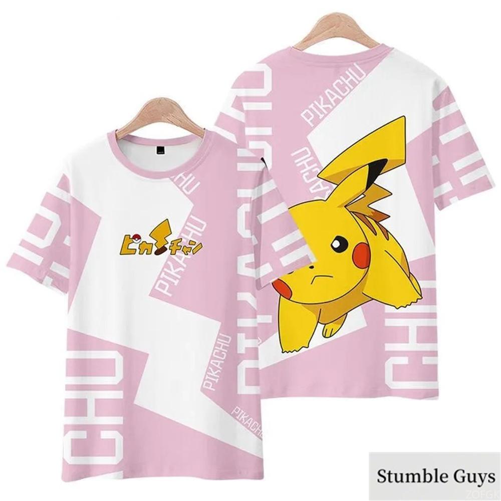 Pokemon Summer Cartoon Fashion 3D Print T-shirt Kids Boys Girls Pikachu T-shirts Kids Harajuku Cute Clothing Men Women Clothes