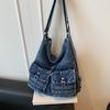 Vintage Denim Hobo Bag Large Capacity Multi Pocket Adjustable Strap Crossbody Shoulder Purse for Women
