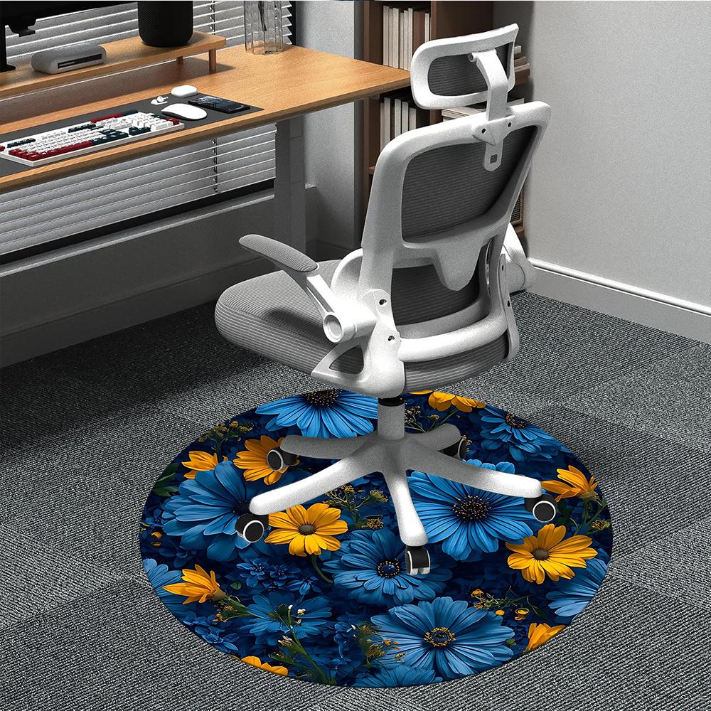 

1pc Floral Pattern Office Round Area Rug, Indoor Mat Suitable ForOffice, Under Office Chairs Bedroom Living Room Home Decor, Room Decot256 80cm by 80cm