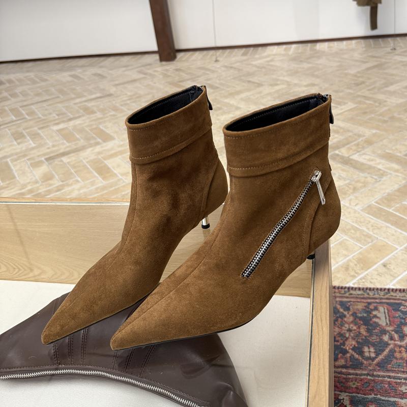 Fashion SUOJIALUN 2025 Winter New Brand Women Short Boots Shoes Fashion Pointed Toe Ladies Elegant Ankle Boots Thin Low Heel Dress Pumps