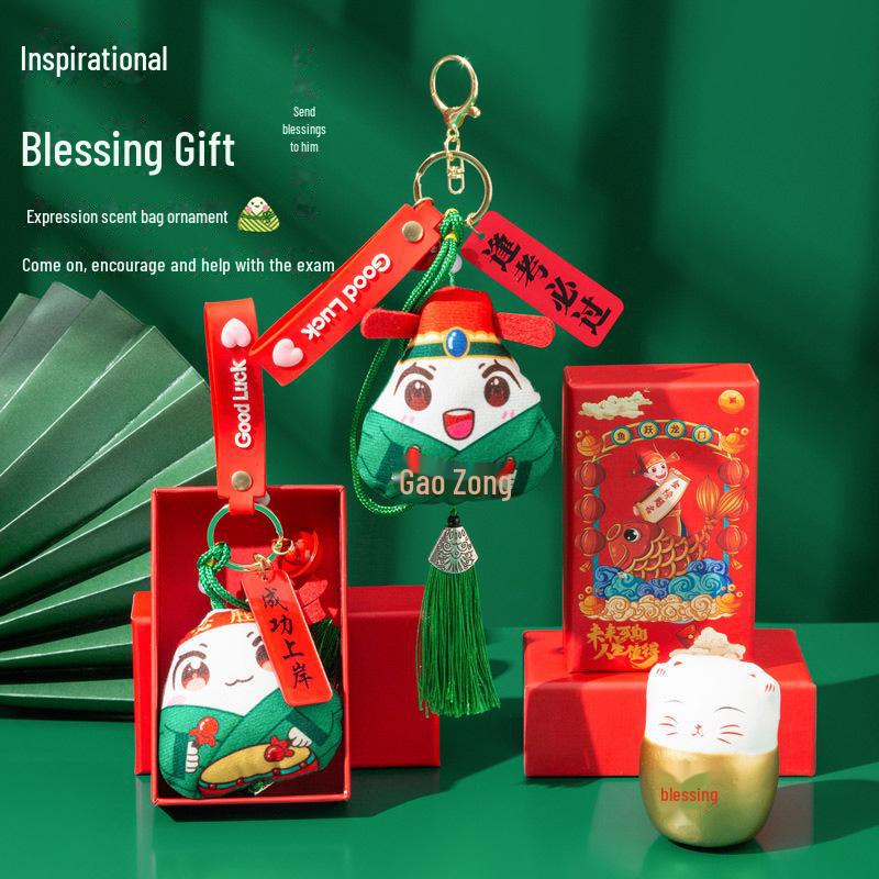 Cartoon Dragon Boat Festival Rice Dumpling Sachet - Handmade Wormwood Material Gift for College Exam Encouragement