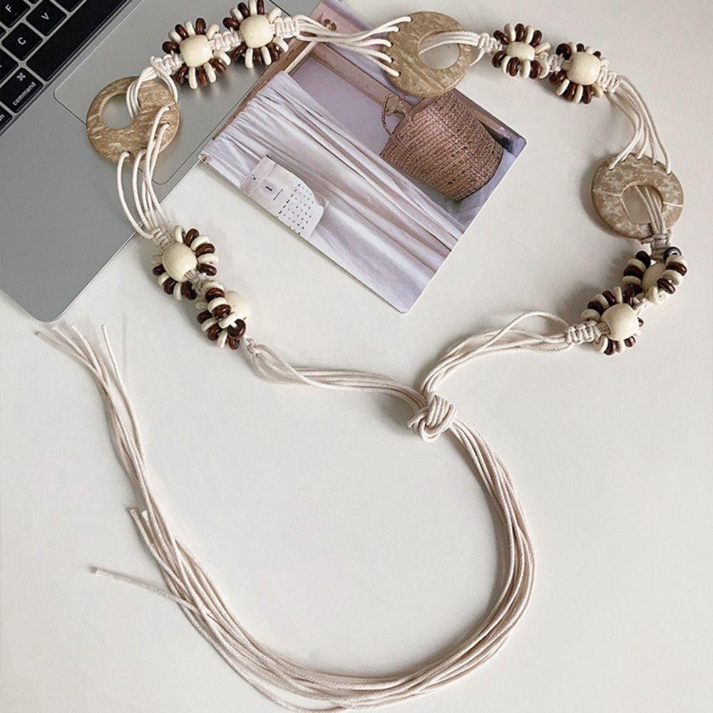 Bohemian Tie Rope Waist Belt Luxury Design Waist Strap Trend Punk Waistband белый