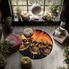 Flaming Skull,Round Area Rug,Carpet Rug for Living Room Bedroom Sofa Playroom Decor,Non-slip Floor Mat