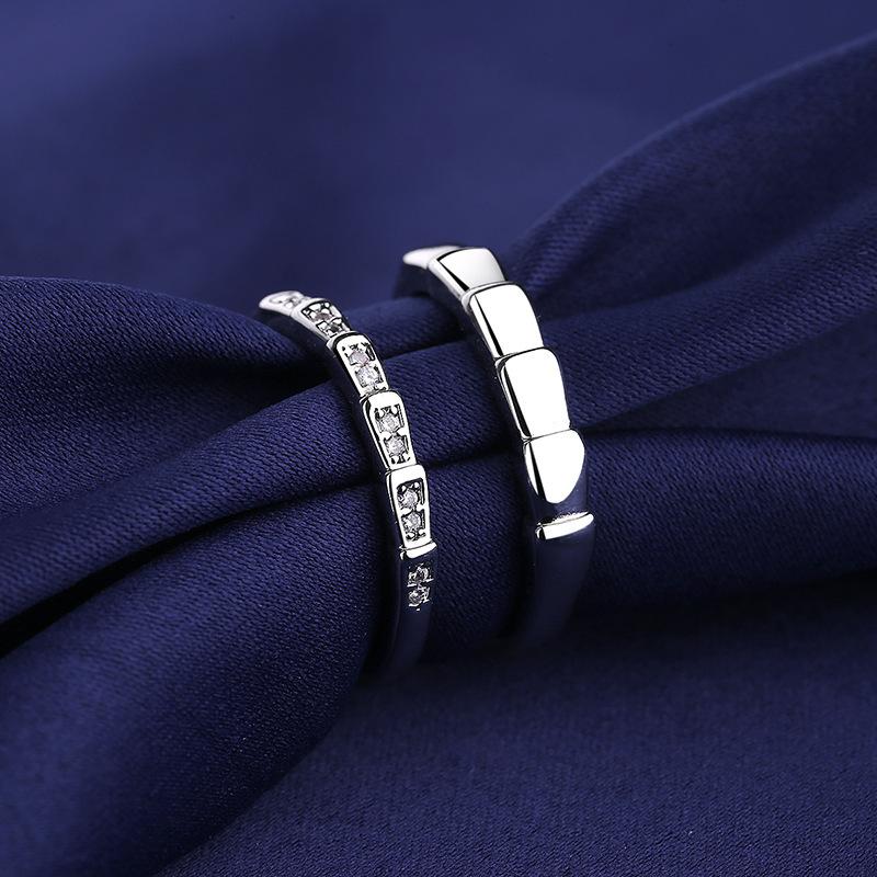 2Pcs 925 Silver Couples Ring Sets Light Polishing Simple Ring for Woman Man Classic Wedding Fine Jewelry Circle