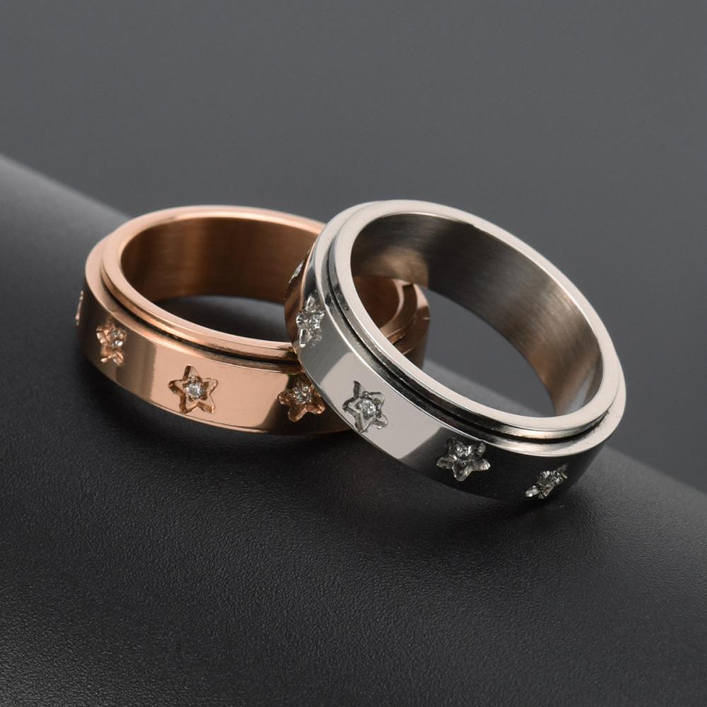Edelstahl Drehbarer Sternring Verlobungs-Ehering Himmlischer Schmuck Geschenk Modernes Design Versprechensring für Ihn Sie