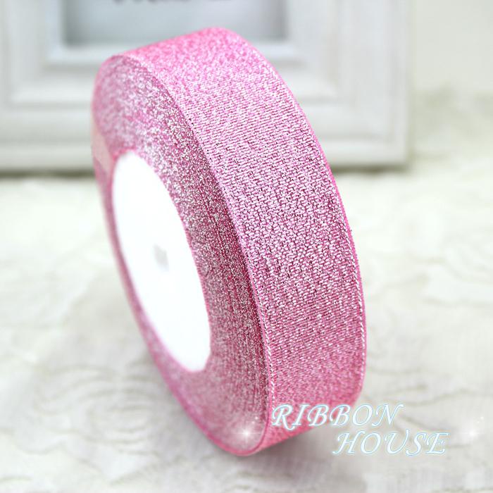 (25 yards/roll) 1'' (25mm) Pink Metallic Glitter Ribbon Colorful gift package ribbons