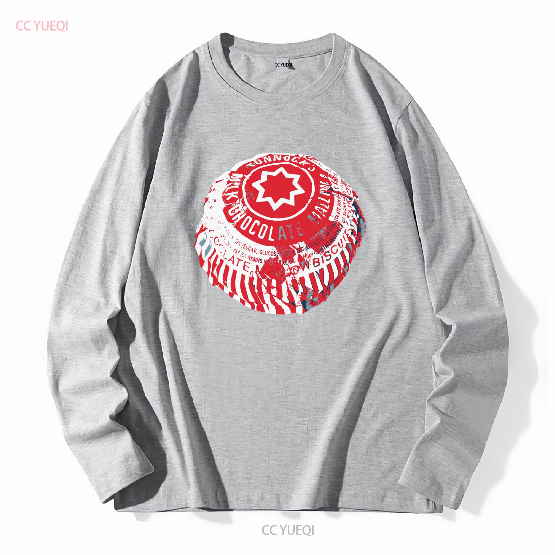 

Tunnocks Tea Cake Pop Art White and Red Design T Shirt long or short sleeves vintage Washed designer clothes Comfortable L