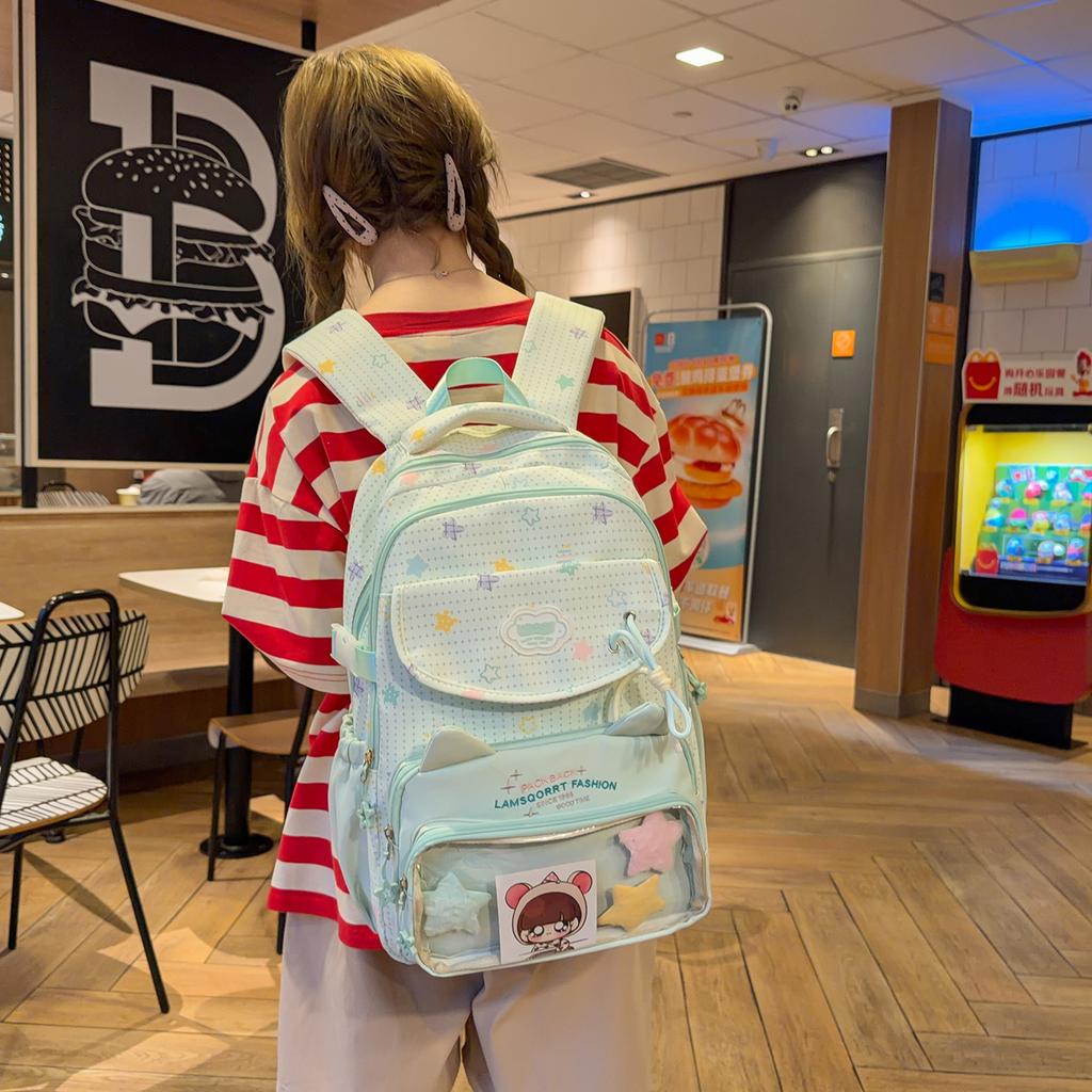 Schoolbag Korean school bag junior high school girls pain bag high value primary school girls large capacity backpack high school backpack