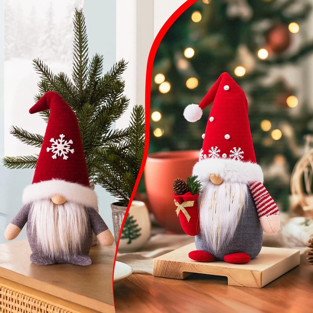 Handmade Christmas Gnome Plush Decor - Scandinavian Xmas Elf for Home, Tiered Tray & Kitchen Gift for Women, Holiday Party
