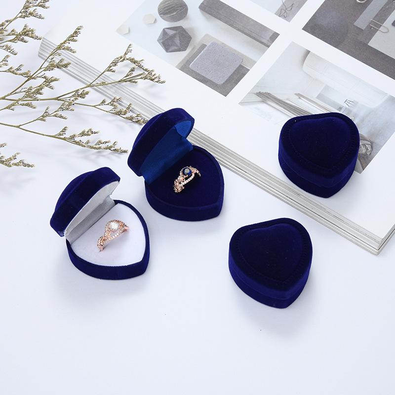 Flocked Cloth Heart-Shaped Jewelry Box for Rings and Earrings