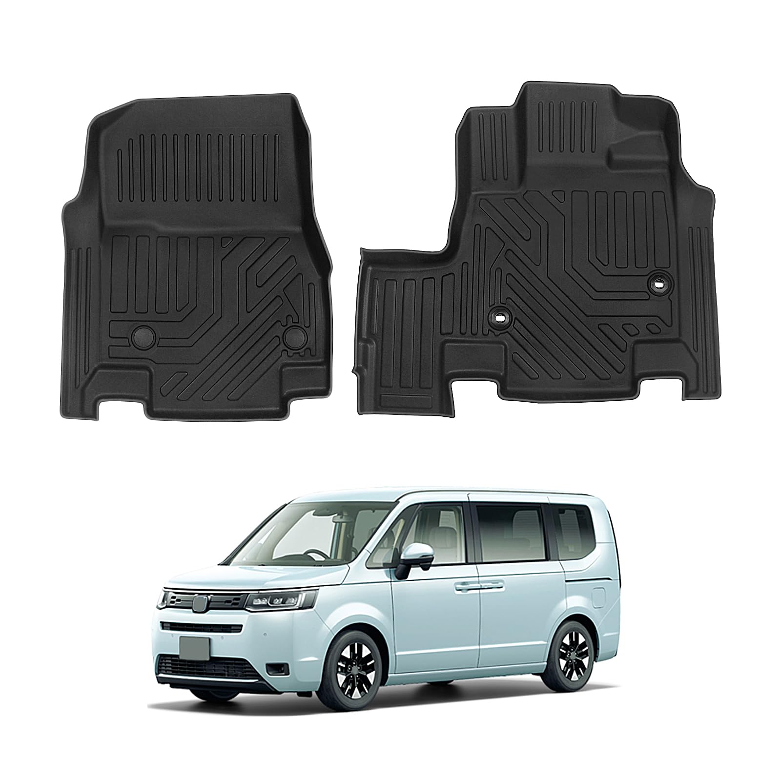 

Set of 2 floor mats for the first row of passengers in the Step WGN and RP8 Features a TPE a luggage and easy Features a 3D and waterproof Ideal for чорний