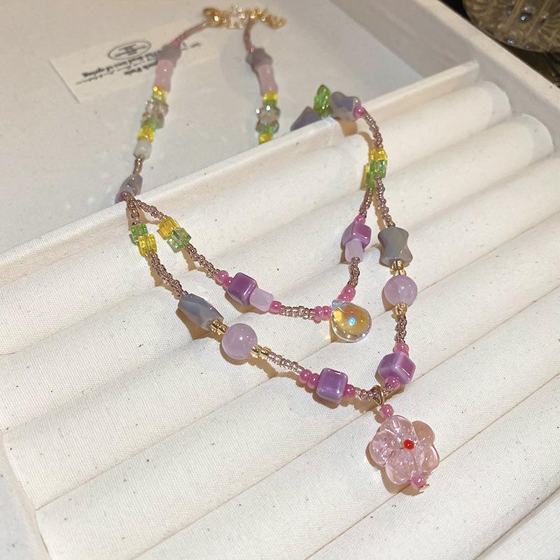Bohemian vacation wind beaded necklace light luxury personality collarbone chain necklace