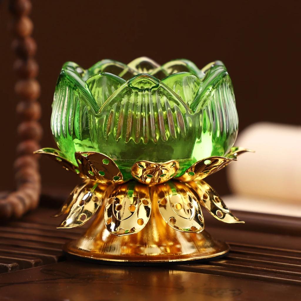 1pc Water Glazed Lotus Flower Metal Candlestick Household Sacrificial Supplies Buddhist Temple Supplies Pray for Auspiciousness