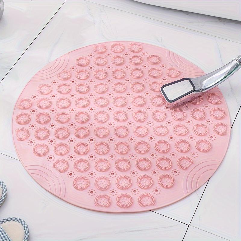 Round Shower Mat, Pvc, Non-Slip & Waterproof, Massage & Safety Features For Bathroom, Ideal For Home Use - Odorless