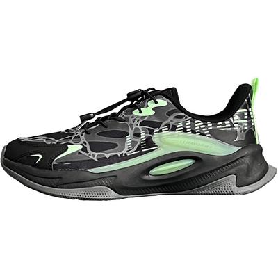 Li Ning Detské Night Elf 5 Pohodlné Módne Tlmenie Nárazov Nízke Ležérne Topánky Detské Ležérne Topánky Čierna Zelená YKCV138-1