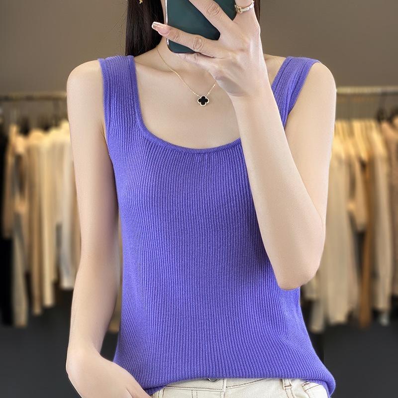 Summer New Loose Short Knitted Sweater Strappy Vest TopSlim-fitting Women's Wear