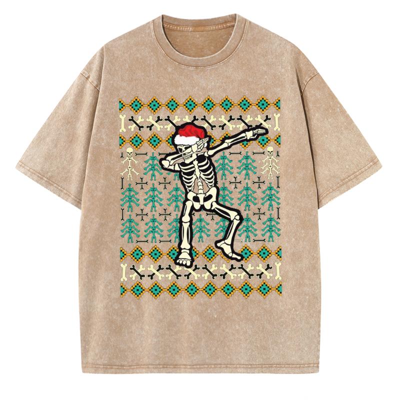 Skull Print Women's T-Shirt Y2K Unisex Style Oversized Washed Denim Short Sleeve Retro Trend Harajuku Top Men