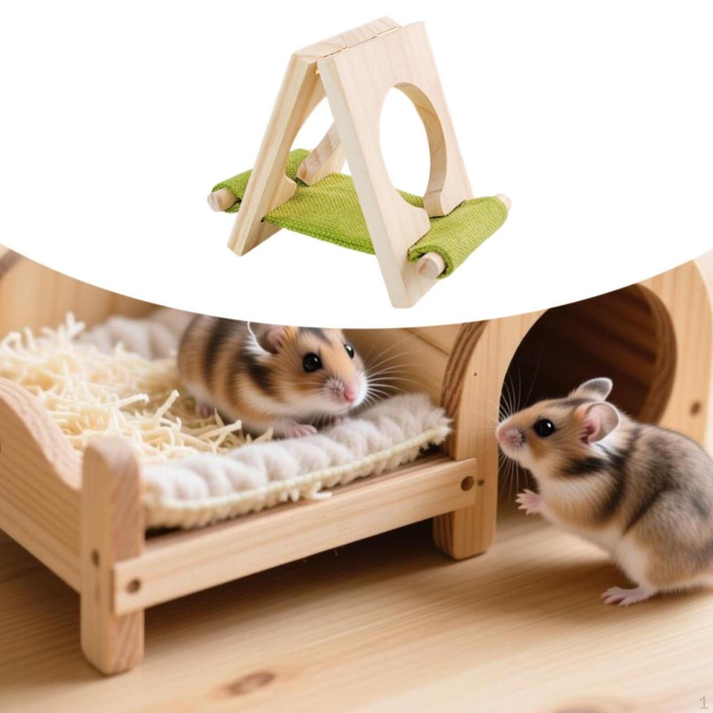 Wood Hamster Bed Cage Accessories Hideout Hideaway Landscape Ornament Habitat Decor Fun for Gerbils