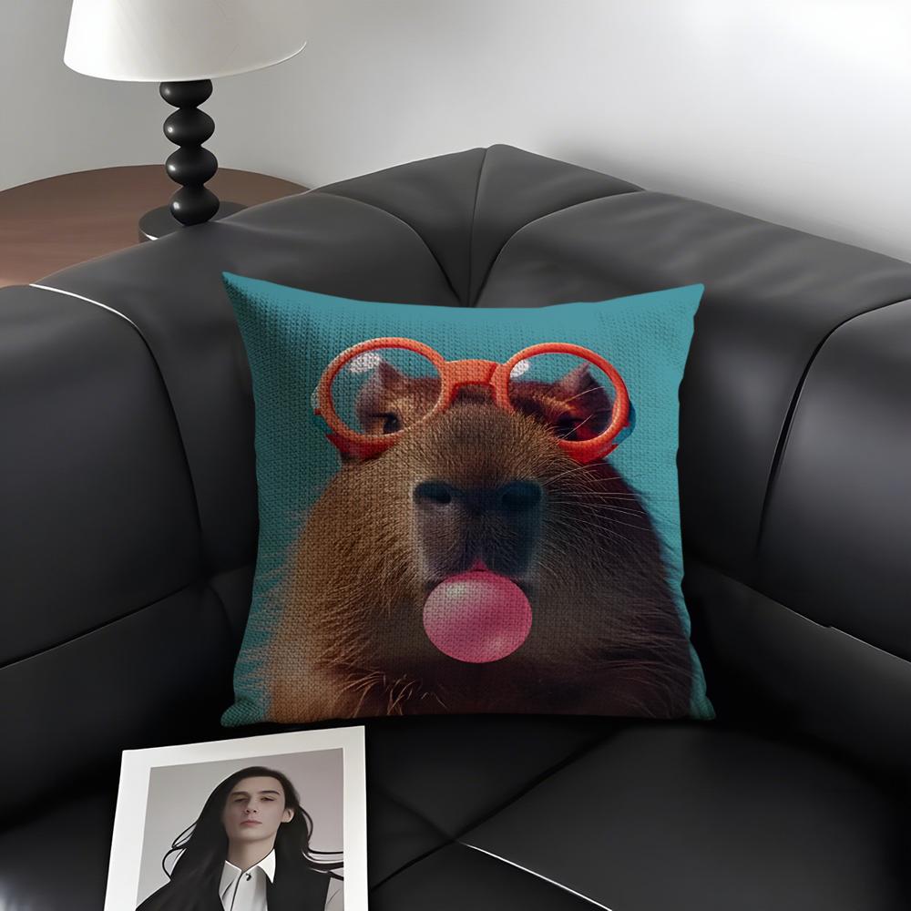 

Capybara Fashion Cushion Cover Natural Linen Organic Fabric DoubleSided Printing Sofa Home Decor Gift Pillow Case 30x30cm
