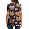Women's Fashionable Round Neck Short Sleeve Printed Casual Basic Pleated Pullover T-shirt Top